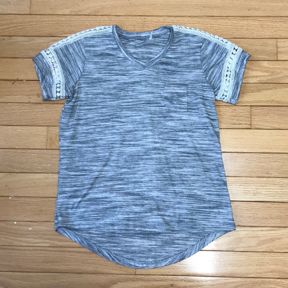 Gray high/low v-neck t shirt